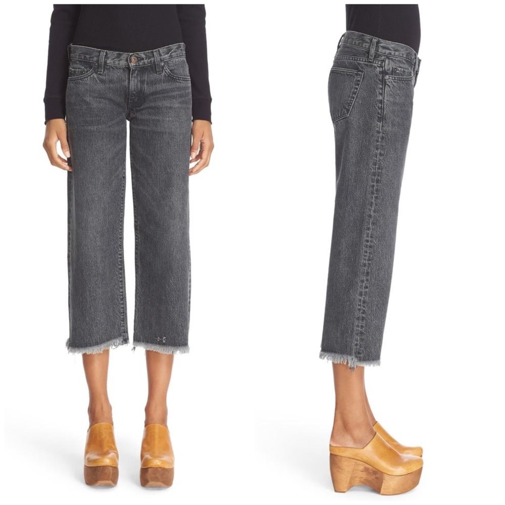 Simon Miller Lapin Wide Leg Frayed Hem Crop Jeans